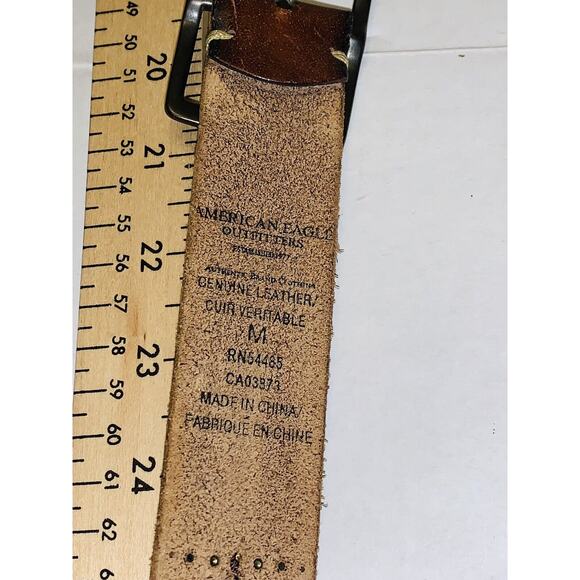 American Eagle Outfitters Unisex M Belt Brown Leather 1 3/8" Wide BOHO Western - Picture 7 of 8